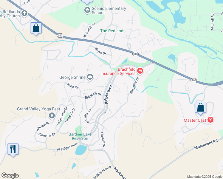 map of restaurants, bars, coffee shops, grocery stores, and more near 406 Ridges Boulevard in Grand Junction