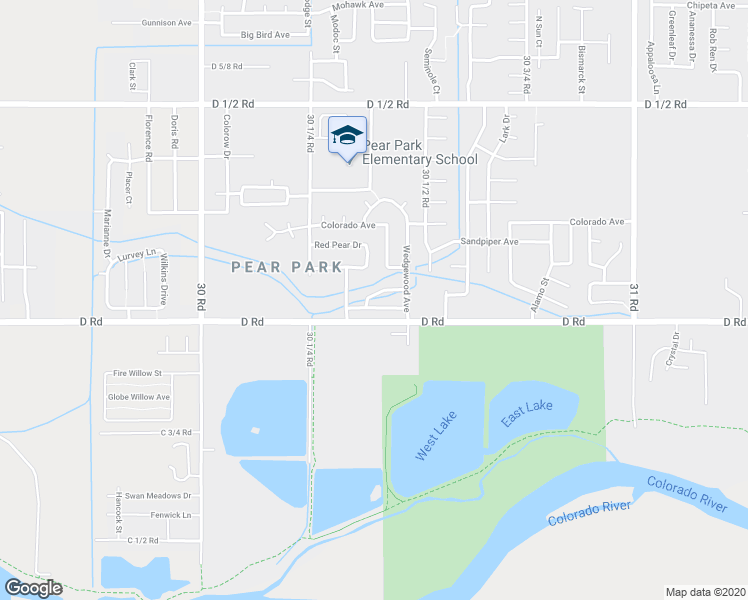 map of restaurants, bars, coffee shops, grocery stores, and more near 3039 Wedgewood Drive in Grand Junction