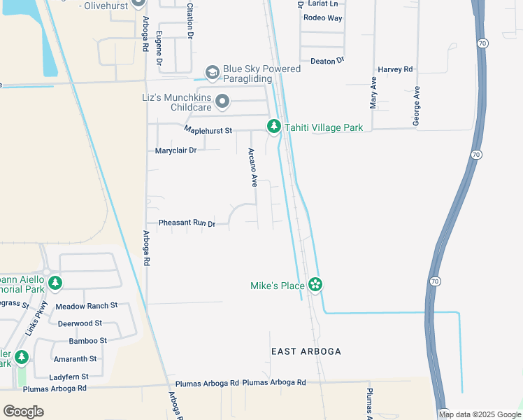 map of restaurants, bars, coffee shops, grocery stores, and more near 3783 Arcano Avenue in Olivehurst
