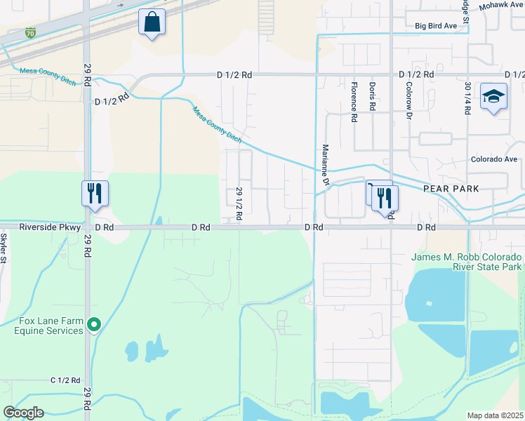 map of restaurants, bars, coffee shops, grocery stores, and more near 401 Broken Arrow Drive in Grand Junction