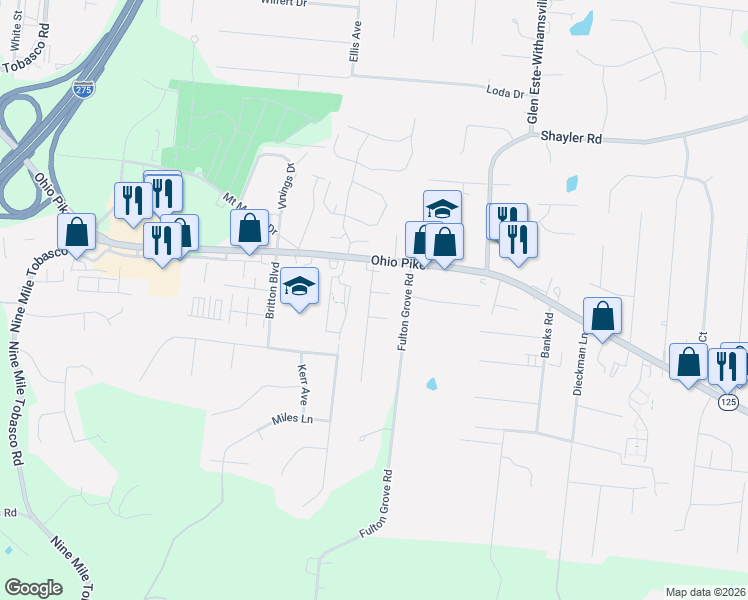 map of restaurants, bars, coffee shops, grocery stores, and more near 774 Gerald Court in Cincinnati