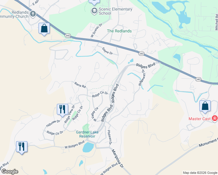 map of restaurants, bars, coffee shops, grocery stores, and more near 405 Ridges Blvd in Grand Junction