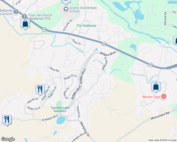 map of restaurants, bars, coffee shops, grocery stores, and more near 406 Ridges Boulevard in Grand Junction
