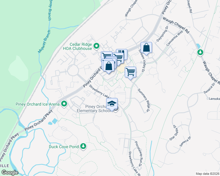 map of restaurants, bars, coffee shops, grocery stores, and more near 700 Orchard Overlook in Odenton
