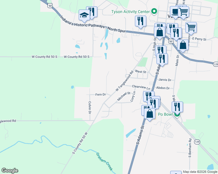 map of restaurants, bars, coffee shops, grocery stores, and more near 626 Floyd Avenue in Versailles