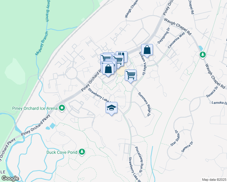 map of restaurants, bars, coffee shops, grocery stores, and more near 2458 Apple Blossom Lane in Odenton