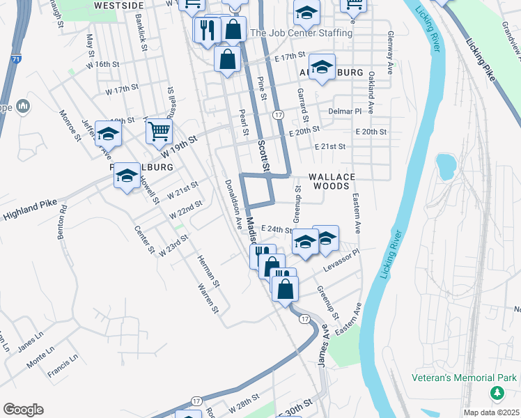 map of restaurants, bars, coffee shops, grocery stores, and more near in Covington