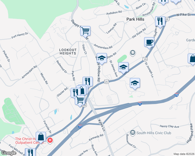 map of restaurants, bars, coffee shops, grocery stores, and more near 1315 Sleepy Hollow Road in Covington