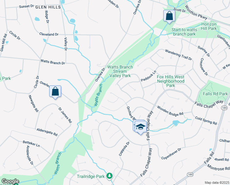 map of restaurants, bars, coffee shops, grocery stores, and more near 9325 Orchard Brook Drive in Potomac