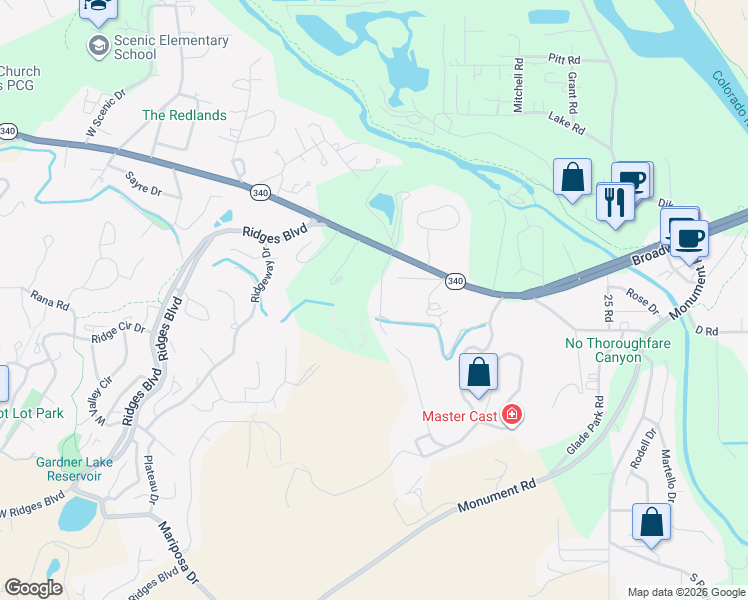 map of restaurants, bars, coffee shops, grocery stores, and more near 2449 Broadway in Grand Junction