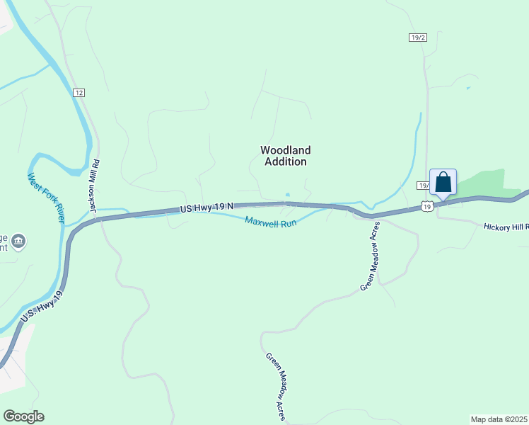 map of restaurants, bars, coffee shops, grocery stores, and more near 1716 US Highway 19 North in Jane Lew