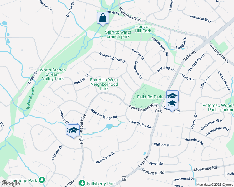 map of restaurants, bars, coffee shops, grocery stores, and more near 8905 Falls Chapel Way in Potomac
