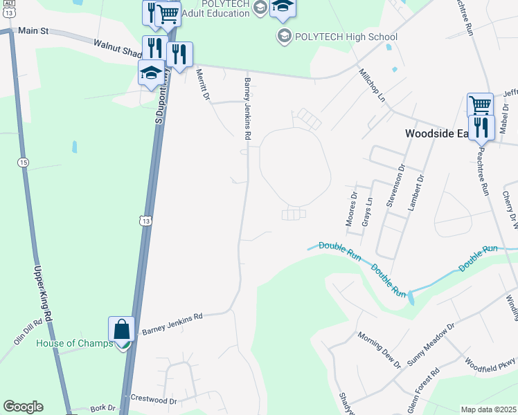 map of restaurants, bars, coffee shops, grocery stores, and more near 940 Barney Jenkins Road in Felton