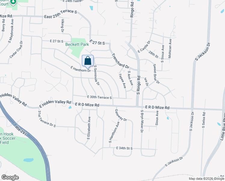 map of restaurants, bars, coffee shops, grocery stores, and more near 18812 Gateway Drive in Independence