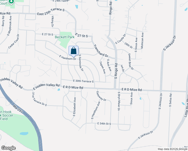 map of restaurants, bars, coffee shops, grocery stores, and more near 18812 Gateway Drive in Independence