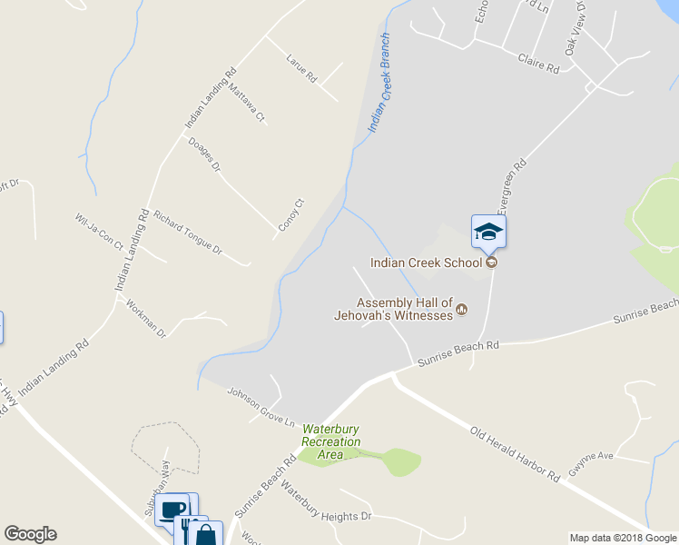 map of restaurants, bars, coffee shops, grocery stores, and more near 916 Indian Creek Lane in Crownsville