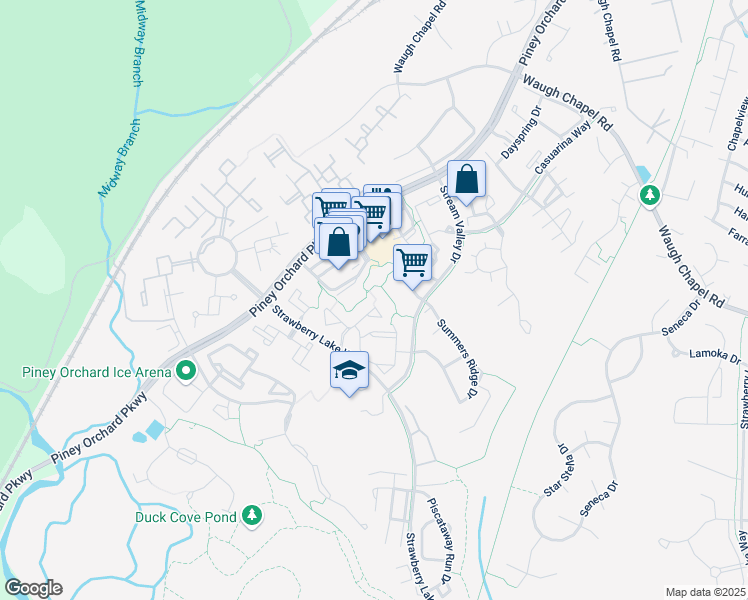 map of restaurants, bars, coffee shops, grocery stores, and more near 2454 Apple Blossom Lane in Odenton