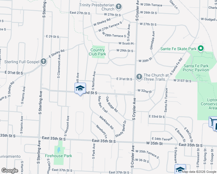 map of restaurants, bars, coffee shops, grocery stores, and more near 3120 South Forest Avenue in Independence