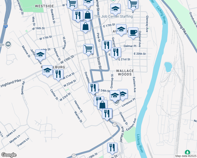 map of restaurants, bars, coffee shops, grocery stores, and more near in Covington