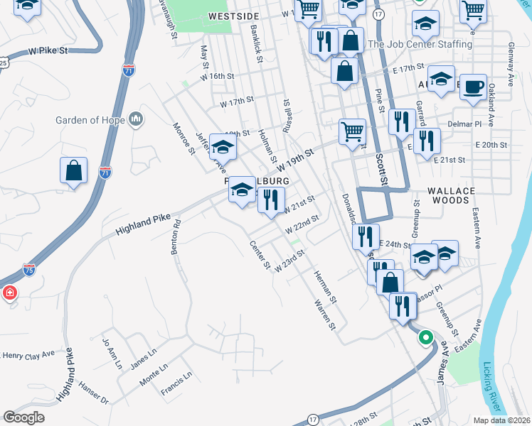 map of restaurants, bars, coffee shops, grocery stores, and more near 2005 Howell Street in Covington