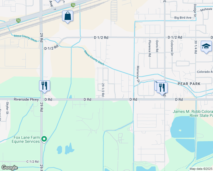 map of restaurants, bars, coffee shops, grocery stores, and more near 411 Bear Dance Drive in Grand Junction