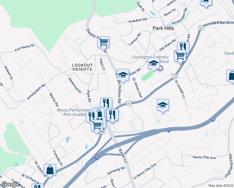 map of restaurants, bars, coffee shops, grocery stores, and more near 1315 Sleepy Hollow Road in Covington