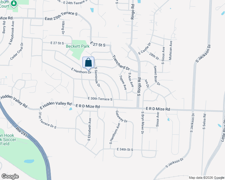 map of restaurants, bars, coffee shops, grocery stores, and more near 18812 Gateway Drive in Independence