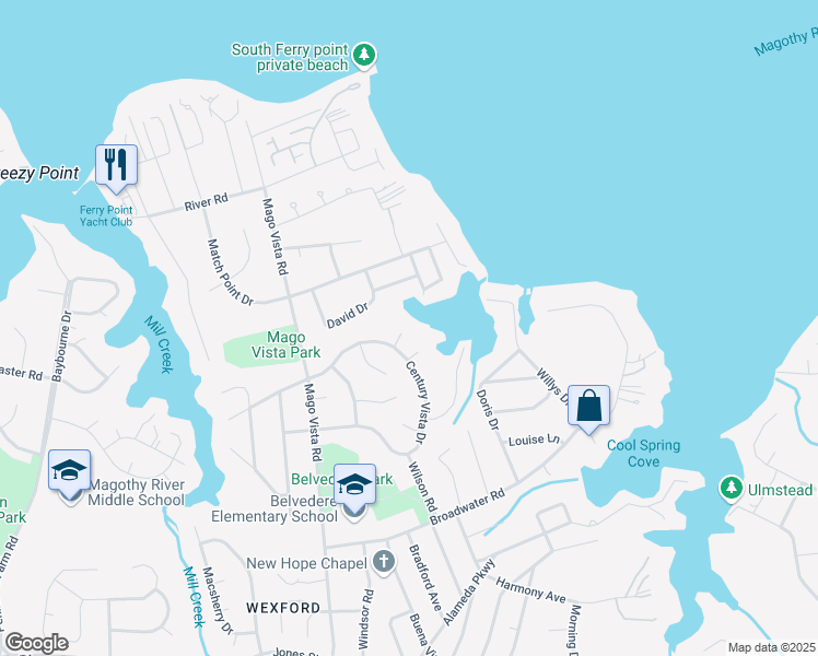 map of restaurants, bars, coffee shops, grocery stores, and more near 859 Spriggs Court in Arnold