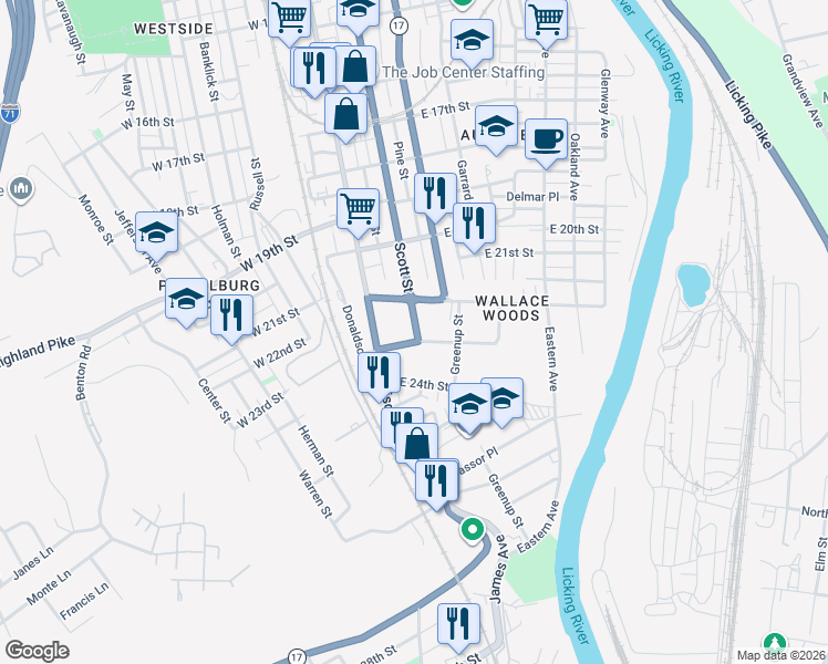 map of restaurants, bars, coffee shops, grocery stores, and more near in Covington