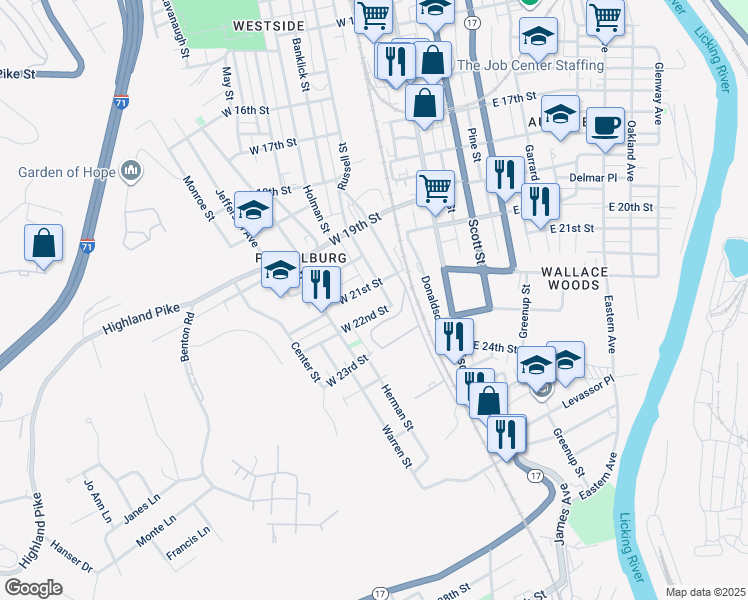 map of restaurants, bars, coffee shops, grocery stores, and more near in Covington