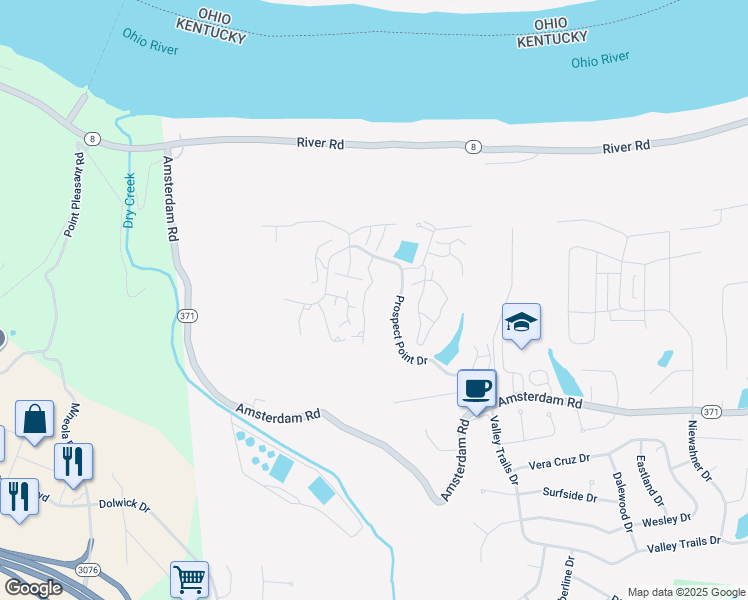 map of restaurants, bars, coffee shops, grocery stores, and more near 954 Ravine Drive in Villa Hills