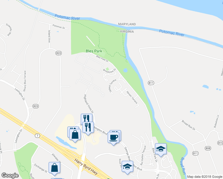 map of restaurants, bars, coffee shops, grocery stores, and more near 19934 Upland Terrace in Ashburn