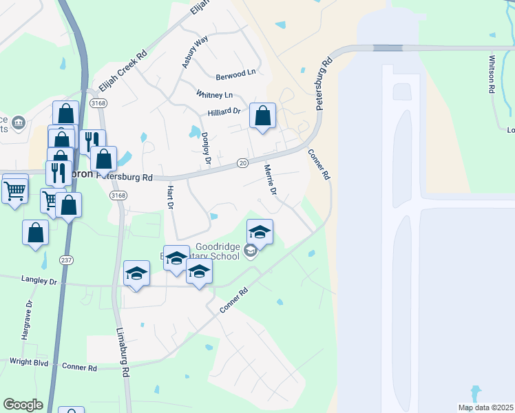 map of restaurants, bars, coffee shops, grocery stores, and more near 1707 Asher Court in Hebron