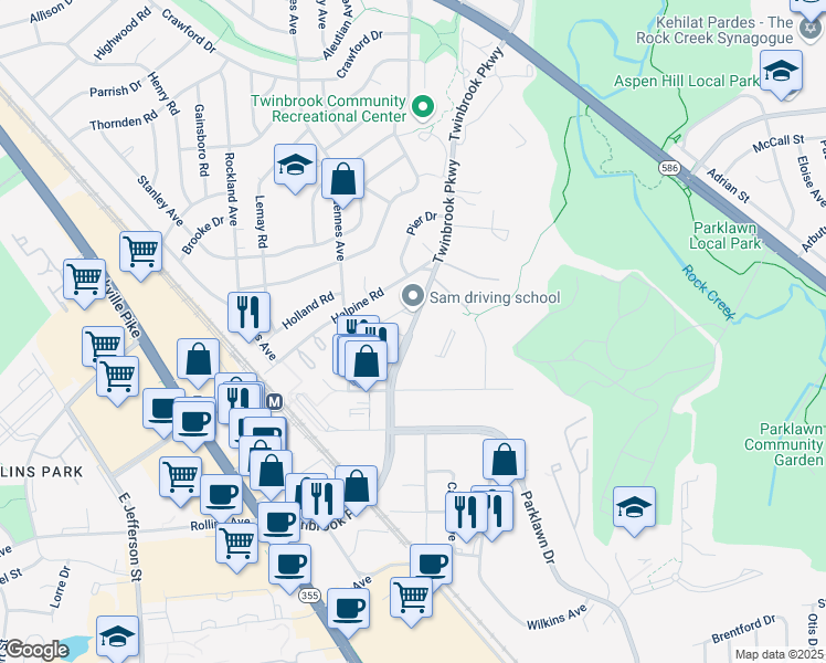 map of restaurants, bars, coffee shops, grocery stores, and more near 12711 Twinbrook Parkway in North Bethesda