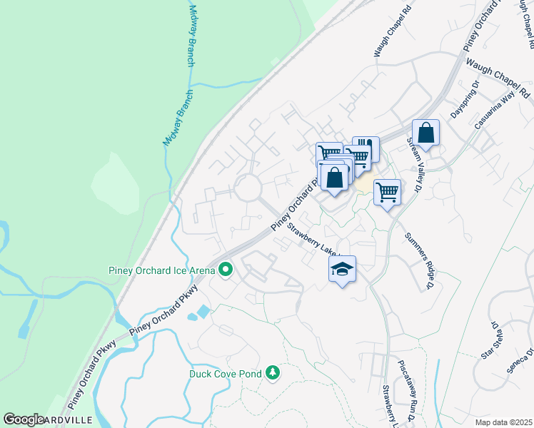 map of restaurants, bars, coffee shops, grocery stores, and more near 2504 Country Oak Court in Odenton
