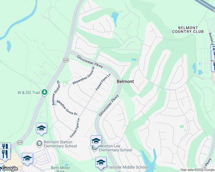 map of restaurants, bars, coffee shops, grocery stores, and more near 43335 Mary Rita Terrace in Ashburn