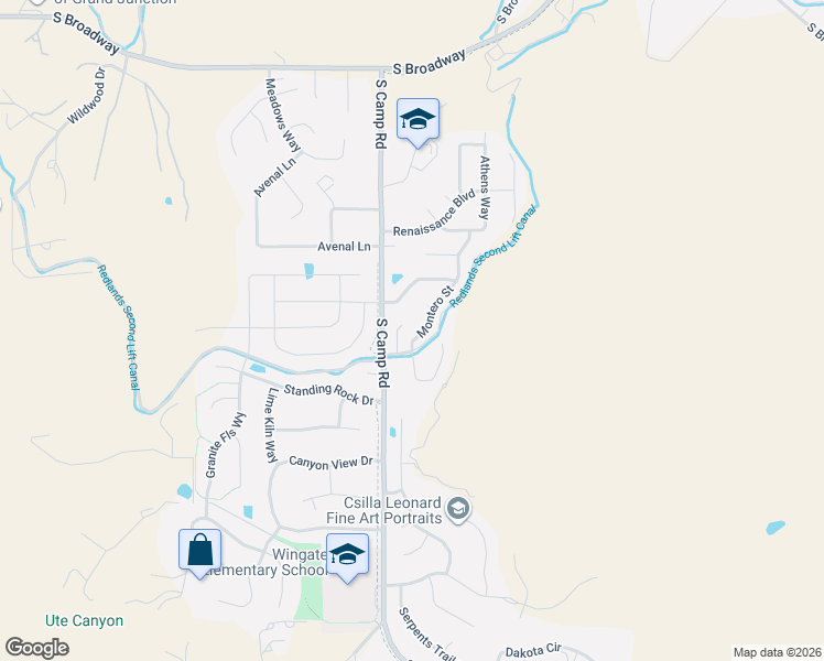 map of restaurants, bars, coffee shops, grocery stores, and more near 404 Montero St in Grand Junction