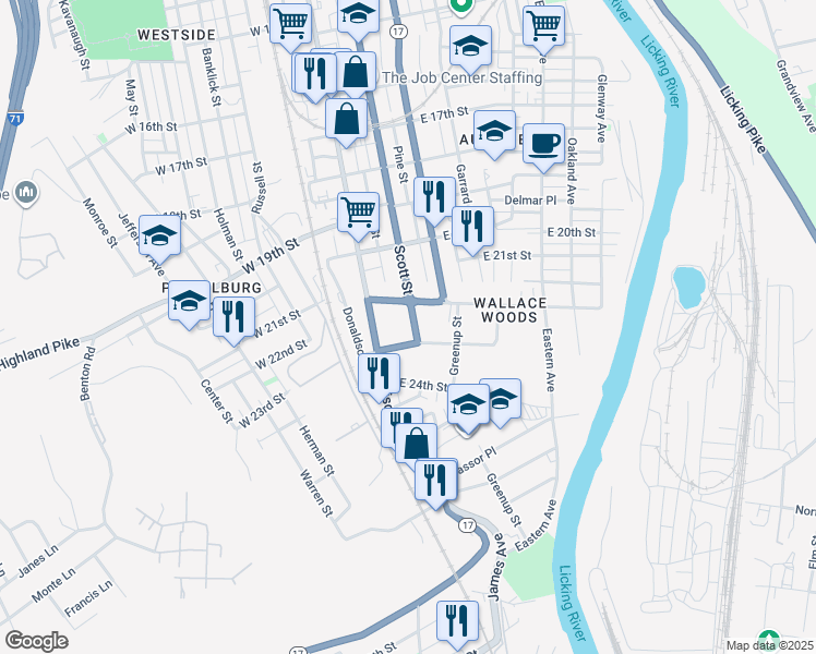map of restaurants, bars, coffee shops, grocery stores, and more near in Covington