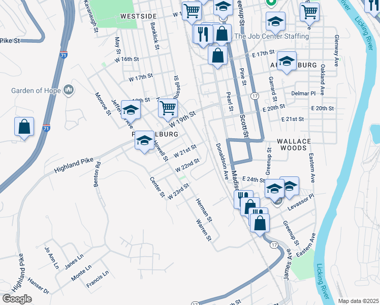map of restaurants, bars, coffee shops, grocery stores, and more near in Covington