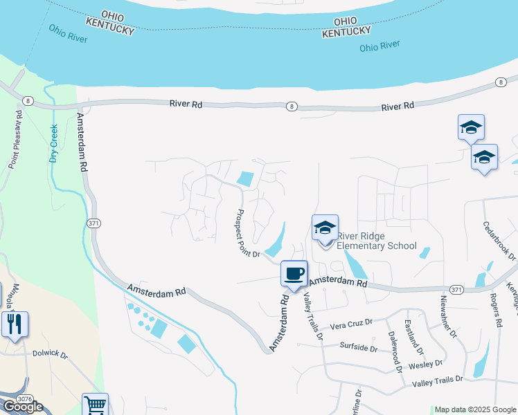 map of restaurants, bars, coffee shops, grocery stores, and more near 914 High Knoll Court in Villa Hills