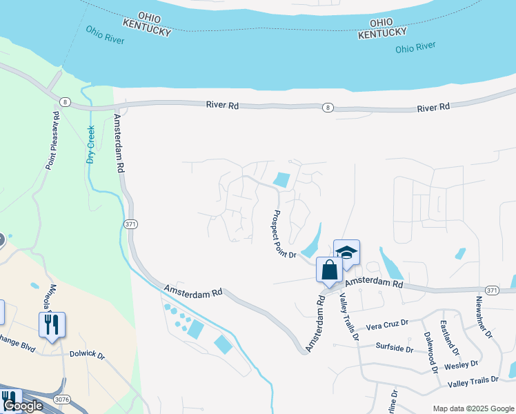 map of restaurants, bars, coffee shops, grocery stores, and more near 954 Ravine Drive in Villa Hills