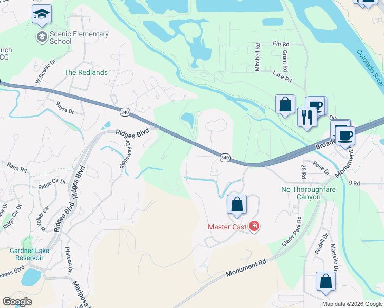 map of restaurants, bars, coffee shops, grocery stores, and more near 410 Dressell Drive in Grand Junction