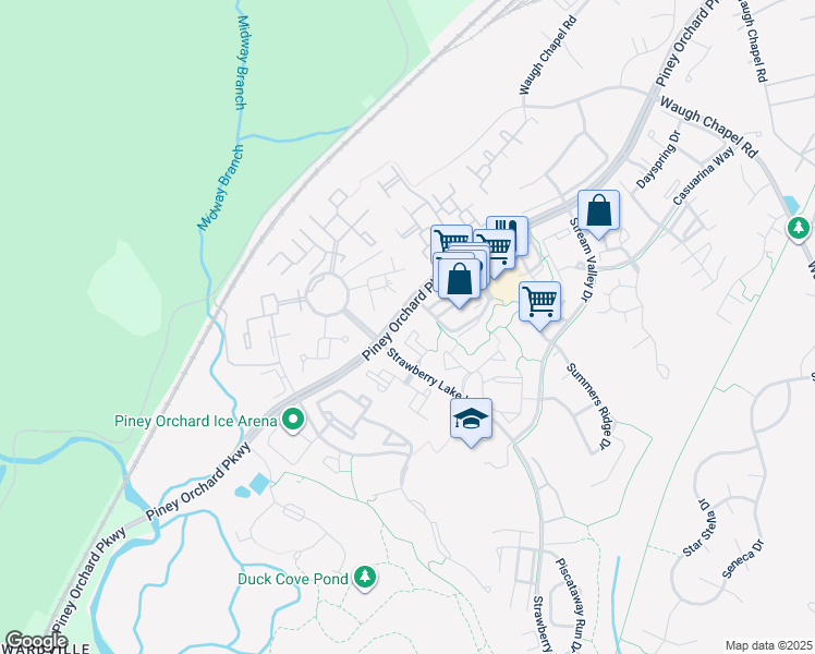 map of restaurants, bars, coffee shops, grocery stores, and more near 2406 Chestnut Terrace Court in Odenton