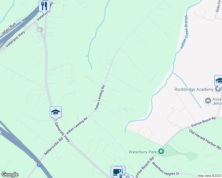 map of restaurants, bars, coffee shops, grocery stores, and more near 903 Indian Woods Lane in Millersville