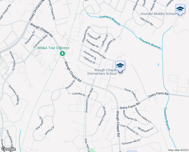 map of restaurants, bars, coffee shops, grocery stores, and more near 734 Chapelgate Drive in Odenton