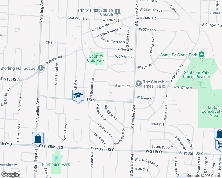 map of restaurants, bars, coffee shops, grocery stores, and more near 3120 South Forest Avenue in Independence