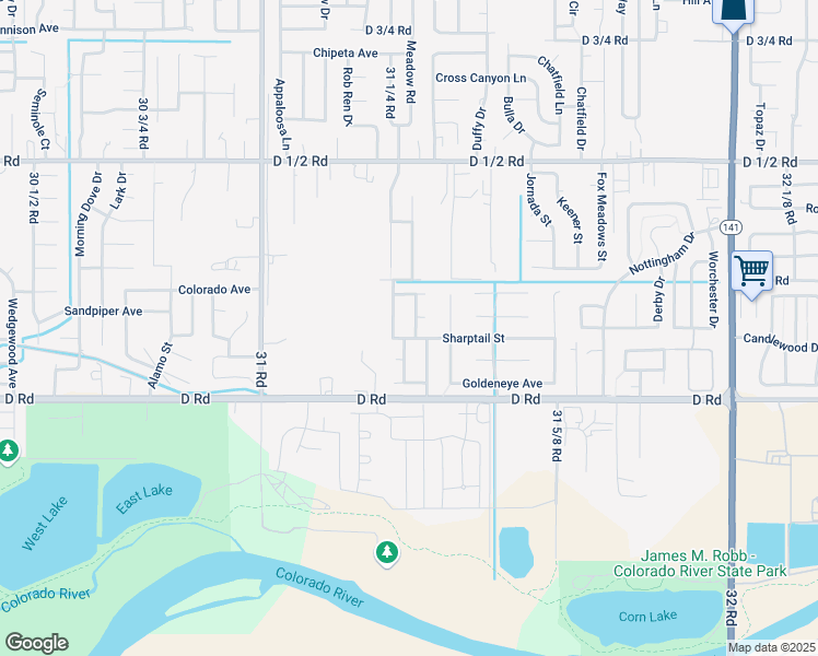 map of restaurants, bars, coffee shops, grocery stores, and more near 415 East Mallard Way in Grand Junction