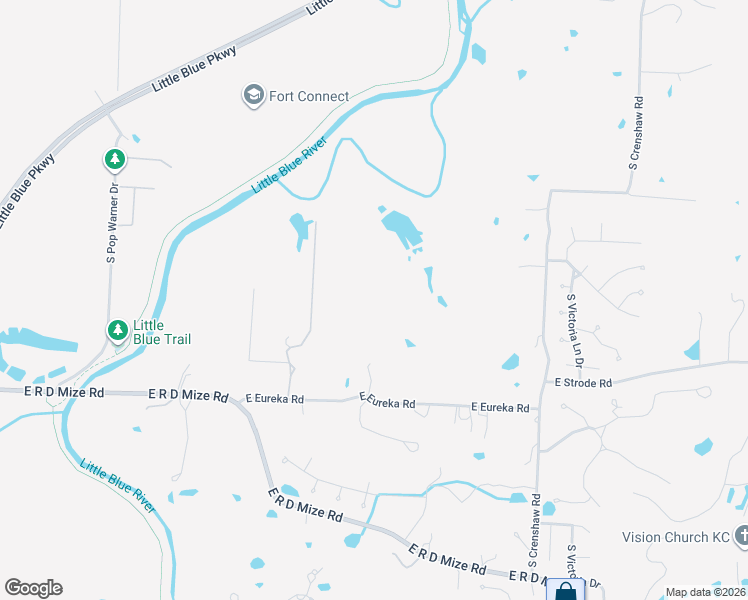 map of restaurants, bars, coffee shops, grocery stores, and more near 21708 East Eureka Road in Independence