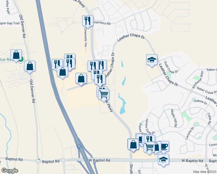map of restaurants, bars, coffee shops, grocery stores, and more near 15909 Jackson Creek Parkway in Monument