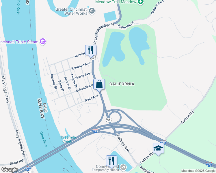 map of restaurants, bars, coffee shops, grocery stores, and more near 5924 Kellogg Avenue in Cincinnati